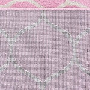 Unique Loom Trellis Frieze Collection Area Rug - Rounded (4' 1" x 6' 1", Light Pink/ Ivory)