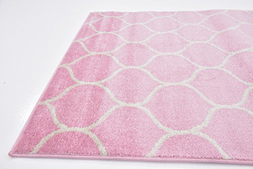 Unique Loom Trellis Frieze Collection Area Rug - Rounded (4' 1" x 6' 1", Light Pink/ Ivory)