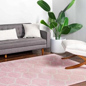 Unique Loom Trellis Frieze Collection Area Rug - Rounded (4' 1" x 6' 1", Light Pink/ Ivory)