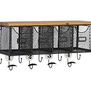 Linon 4-Basket Wall Organizer, 23.5" L x 7.25" W x 12.4" H, Brown, Black