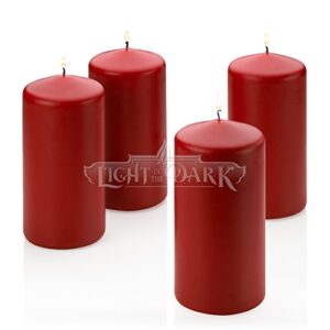 4 red pillar candle 3×6 unscented burn time 90 hours made in usa