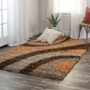 rizzy home kempton collection polyester area rug, 5′ x 7′, multi/orange/brown/khaki stripe