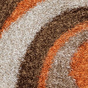 Rizzy Home Kempton Collection Polyester Area Rug, 5' x 7', Multi/Orange/Brown/Khaki Stripe