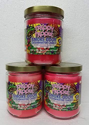 Smoke Odor Exterminator 13 oz Jar Candle, Trippy Hippie, 13 oz (3) Set of Three Candles.