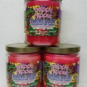 Smoke Odor Exterminator 13 oz Jar Candle, Trippy Hippie, 13 oz (3) Set of Three Candles.