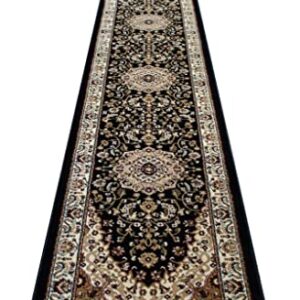 Bellagio Traditional Area Rug Runner 32 Inch X 15 Feet 10 Inch Black 401