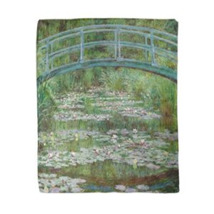 rouihot 50×60 inches throw blanket the japanese footbridge by claude monet 1899 french impressionist warm cozy print flannel home decor comfortable blanket for couch sofa bed