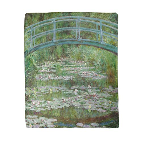 rouihot 50x60 Inches Throw Blanket The Japanese Footbridge by Claude Monet 1899 French Impressionist Warm Cozy Print Flannel Home Decor Comfortable Blanket for Couch Sofa Bed