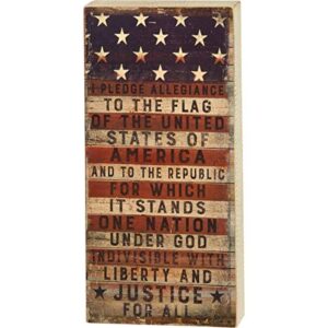 primitives by kathy 31558 rustic patriotic box sign, 9 x 18-inches, pledge to the flag