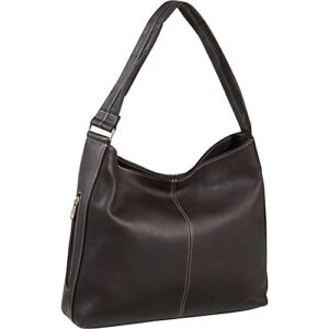 le donne leather shoulder bag with side pocket – colombian leather women’s bag, 14.5” (cafe)