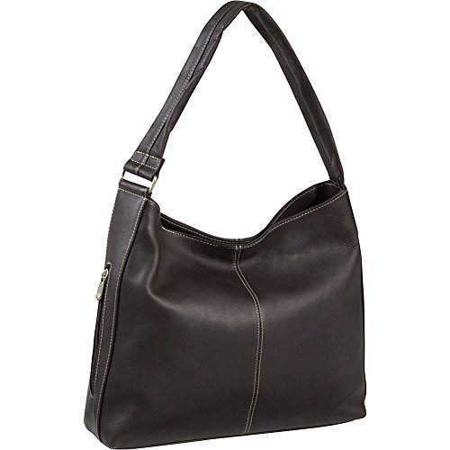 Le Donne Leather Shoulder Bag With Side Pocket - Colombian Leather Women’s Bag, 14.5” (Cafe)