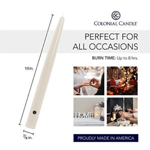 Colonial Candle Unscented Taper Candle, Handipt Collection, Ivory, 10 In, Pack of 12 - Up to 8 Hours Burn