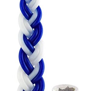 12 Havdalah Sets of Braided Blue and White Candles with a Small Container of Besomim