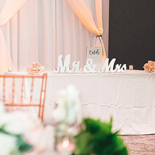 IDEALHOUSE Mr and Mrs Wood Sign, Exquisite Big Size Mr & Mrs Wooden Letters Perfect for Wedding Sweetheart Table Decorations, Photo Props, Party Table, Rustic Wedding Decorations and More(White)