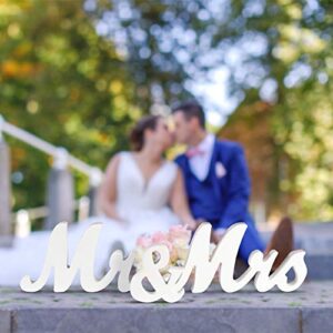IDEALHOUSE Mr and Mrs Wood Sign, Exquisite Big Size Mr & Mrs Wooden Letters Perfect for Wedding Sweetheart Table Decorations, Photo Props, Party Table, Rustic Wedding Decorations and More(White)
