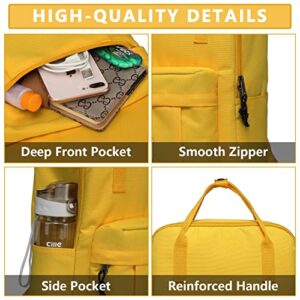 Backpack for Women, Chasechic Lightweight Cute School Bookbag for Teen Girls Hiking Casual Aesthetic Daypack Yellow