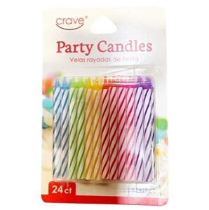 jacent multicolored elegant striped birthday candles, 24 count per package, 1-pack