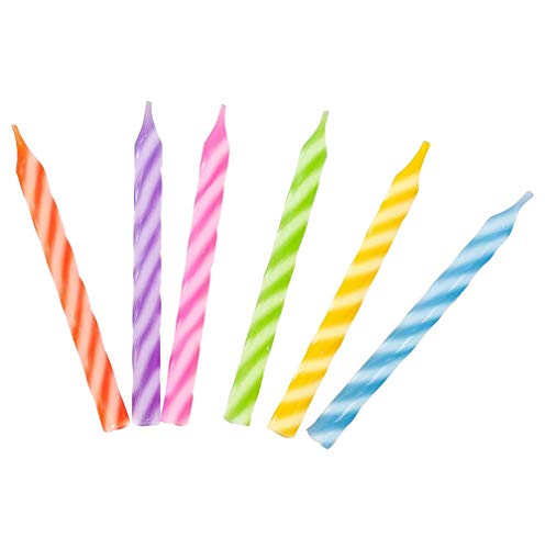 Jacent Multicolored Elegant Striped Birthday Candles, 24 Count per Package, 1-Pack