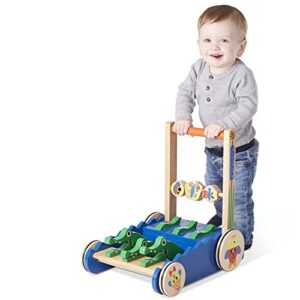 Melissa & Doug Deluxe Chomp and Clack Alligator Push Toy and Activity Walker - Wooden Baby Push Walker For Ages 1+