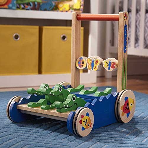 Melissa & Doug Deluxe Chomp and Clack Alligator Push Toy and Activity Walker - Wooden Baby Push Walker For Ages 1+