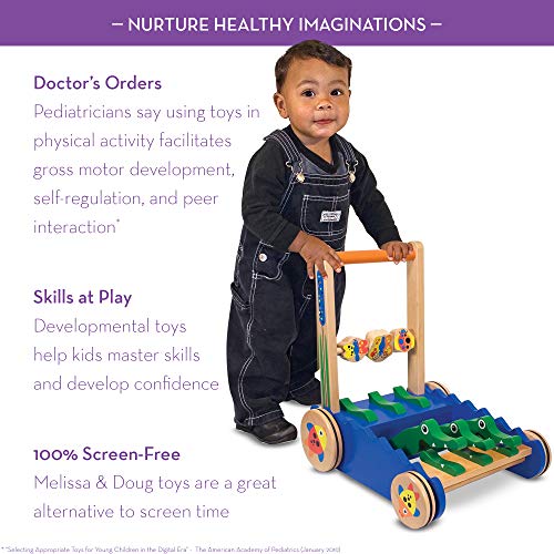 Melissa & Doug Deluxe Chomp and Clack Alligator Push Toy and Activity Walker - Wooden Baby Push Walker For Ages 1+