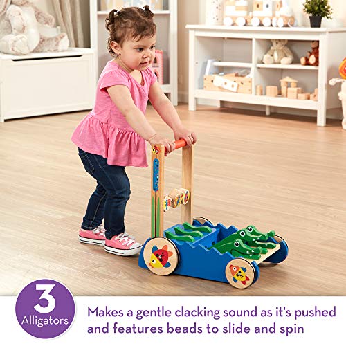 Melissa & Doug Deluxe Chomp and Clack Alligator Push Toy and Activity Walker - Wooden Baby Push Walker For Ages 1+