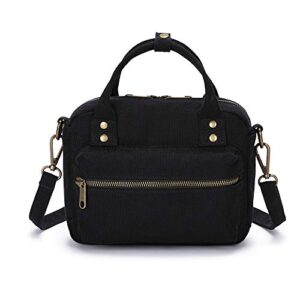 yonben canvas korean stylish fashion shoulder bag crossbody purse boston tote bag (black)