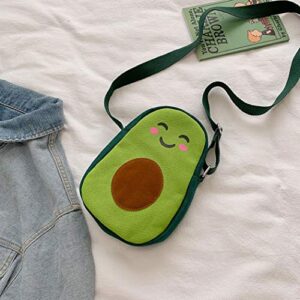 MILATA Fruit Avocado Shape Design Novelty Girls Purse Canvas Crossbody Bag Chic Shoulder Bag for Women