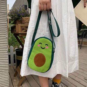 MILATA Fruit Avocado Shape Design Novelty Girls Purse Canvas Crossbody Bag Chic Shoulder Bag for Women