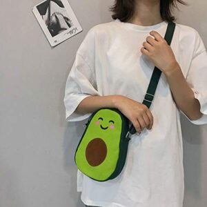 MILATA Fruit Avocado Shape Design Novelty Girls Purse Canvas Crossbody Bag Chic Shoulder Bag for Women