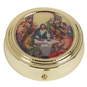 gold toned catholic communion chalice eucharist host carrier travelling pyx
