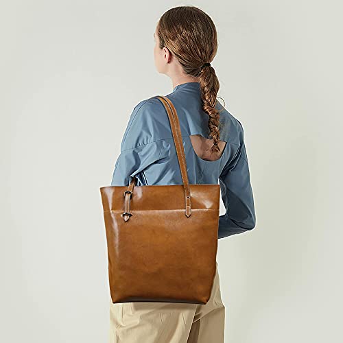 S-ZONE Vintage Genuine Leather Tote Shoulder Bag Handbag Big Large Capacity 2.0