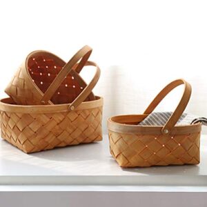 LIOOBO Seagrass Basket,Portable Handmade Rattan Storage Container Storage Basket Houseware Storage Basket Wooden Woven Storage Basket with Handle 9.474 inch