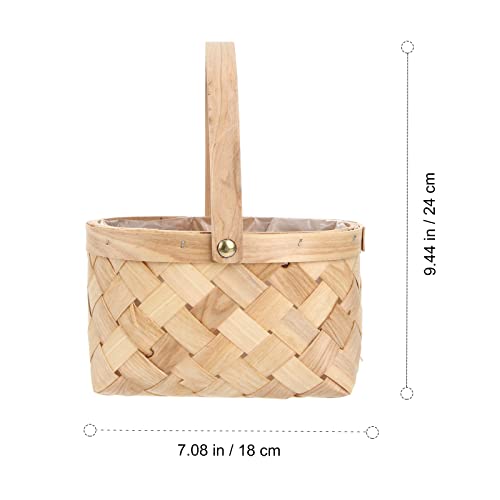 LIOOBO Seagrass Basket,Portable Handmade Rattan Storage Container Storage Basket Houseware Storage Basket Wooden Woven Storage Basket with Handle 9.474 inch