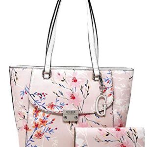 GUESS Women's Logo Floral Front Pocket Tote Bag Handbag & Wallet Set