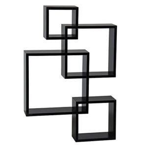 newmultis decorative wall mounted shelf 4 cube intersecting floating square shelves home decor furniture black