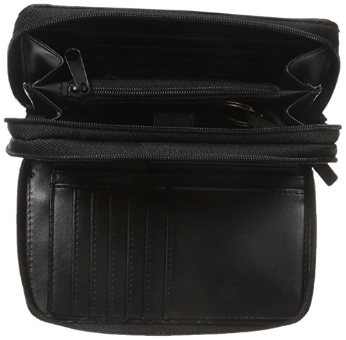 Buxton Women's Heiress Double Zip Organizer, Black, One Size