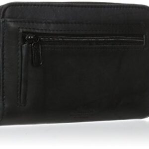 Buxton Women's Heiress Double Zip Organizer, Black, One Size