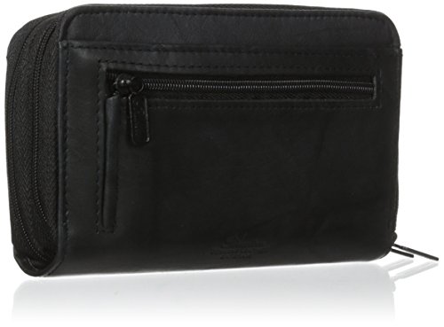 Buxton Women's Heiress Double Zip Organizer, Black, One Size