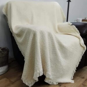 Pure Country Weavers Irish Fisherman Natural Blanket - Gift Tapestry Throw Woven from Cotton - Made in The USA (69x48)