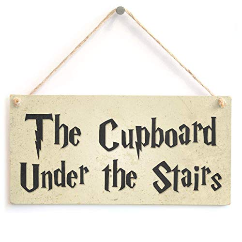 The Cupboard Under The Stairs Custom Wood Signs Design Hanging Gift Decor for Home Coffee House Bar 5 x 10 Inch