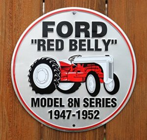 ford red belly model 8n red tractor retro vintage round sign