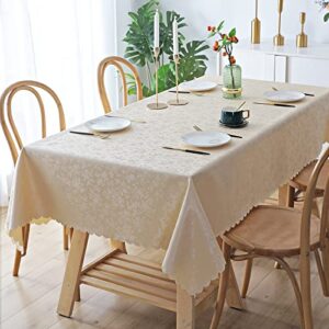 smiry Waterproof Vinyl Tablecloth, Rectangle Heavy Duty Table Cloth, Wipeable Table Cover for Kitchen and Dining Room (Beige, 60" X 84")