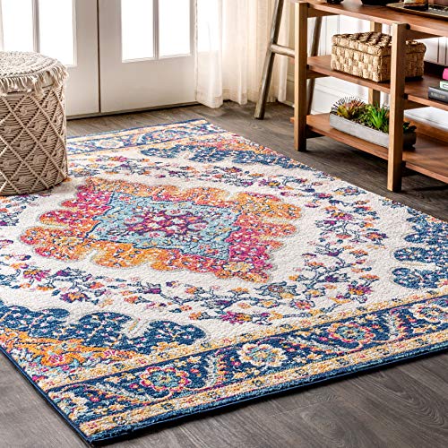 JONATHAN Y Bohemian Flair Boho Vintage Medallion Area-Rug 5' 3" x 7' 7" Blue/Multi (BMF106A-5)