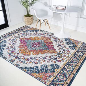 JONATHAN Y Bohemian Flair Boho Vintage Medallion Area-Rug 5' 3" x 7' 7" Blue/Multi (BMF106A-5)