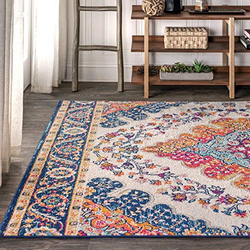 JONATHAN Y Bohemian Flair Boho Vintage Medallion Area-Rug 5' 3" x 7' 7" Blue/Multi (BMF106A-5)