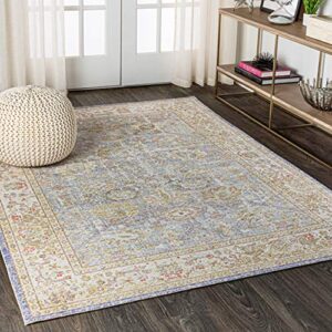 jonathan y mdp304b-8 alba modern faded peshawar indoor area-rug vintage glam bohemian easy-cleaning bedroom kitchen living room non shedding, 8 ft x 10 ft, grey