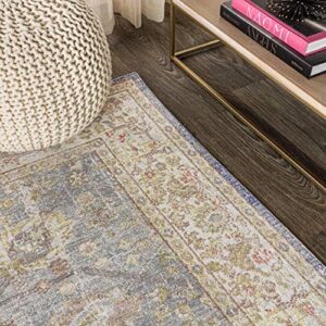 JONATHAN Y MDP304B-8 Alba Modern Faded Peshawar Indoor Area-Rug Vintage Glam Bohemian Easy-Cleaning Bedroom Kitchen Living Room Non Shedding, 8 ft x 10 ft, Grey