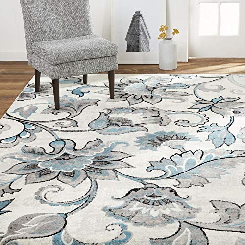 Home Dynamix Boho Odesa Area Rug 7'9"x10'2", Ikat Ivory/Blue