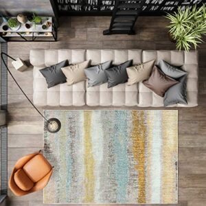 JONATHAN Y CTP105A-5 Contemporary POP Modern Abstract Vintage Indoor Area-Rug Bohemian Easy-Cleaning High Traffic Bedroom Kitchen Living Room Non Shedding, 5 X 8, Cream/Yellow